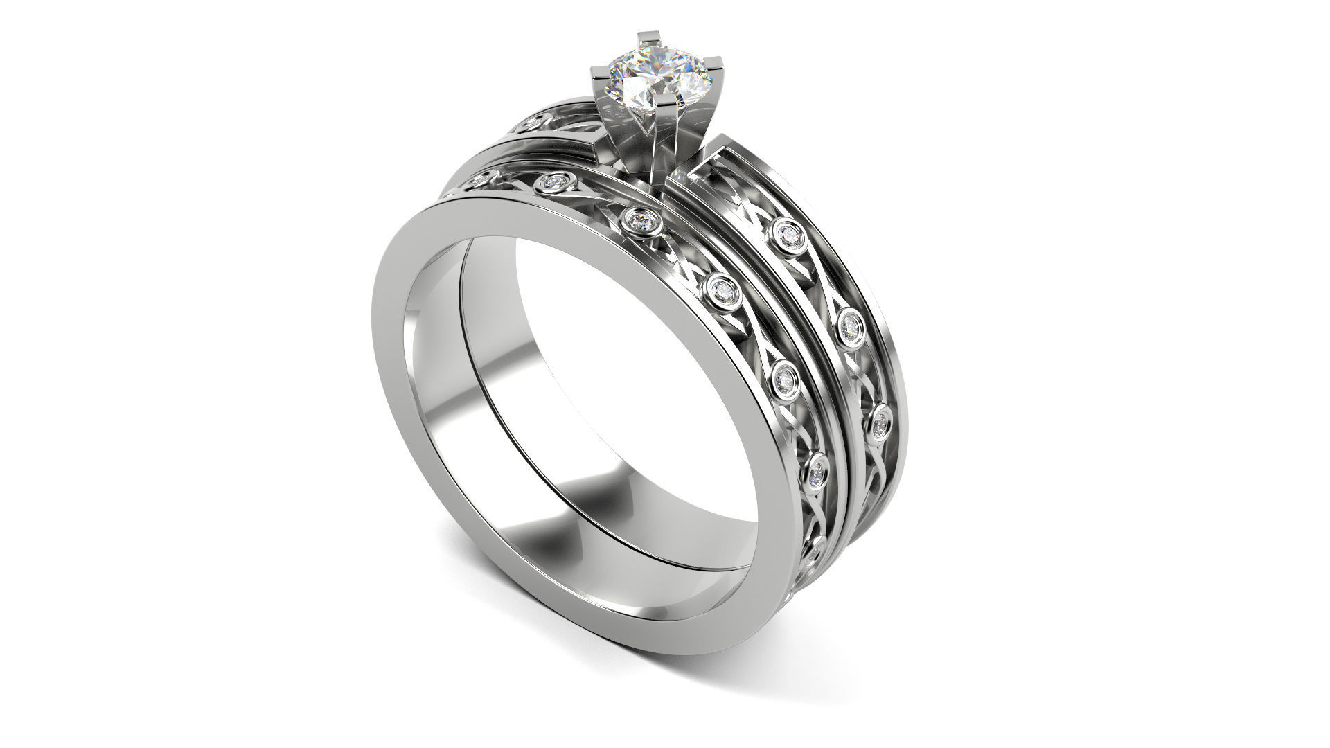 nodo celtico set di nozze gioielli matrimonio fidanzamento anello il celtic anelli 3D print model - Mito3D
