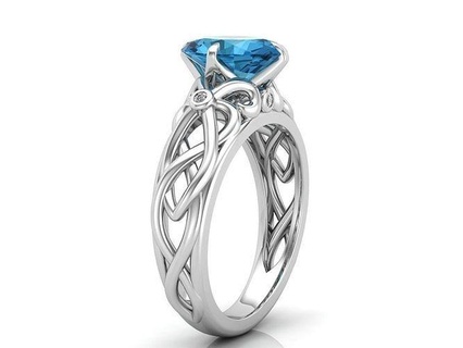 celtique bague luxe platine or brillant précieux imprimable argent diamant engagement ornement gemme belle bijoux anneaux 3d print model - Mito3D