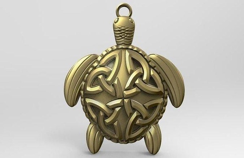 celtico tartaruga pendente gioielleria gioiello medievale arte nodo ciondoli 3d print model - Mito3D