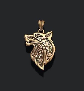 celtic wolf ornaments pendant necklace jewelry wood texture ornamental viking keltic odin keltik celtik qeltiq qeltik celt kelt ornament talisman head pendants 3d print model - Mito3D