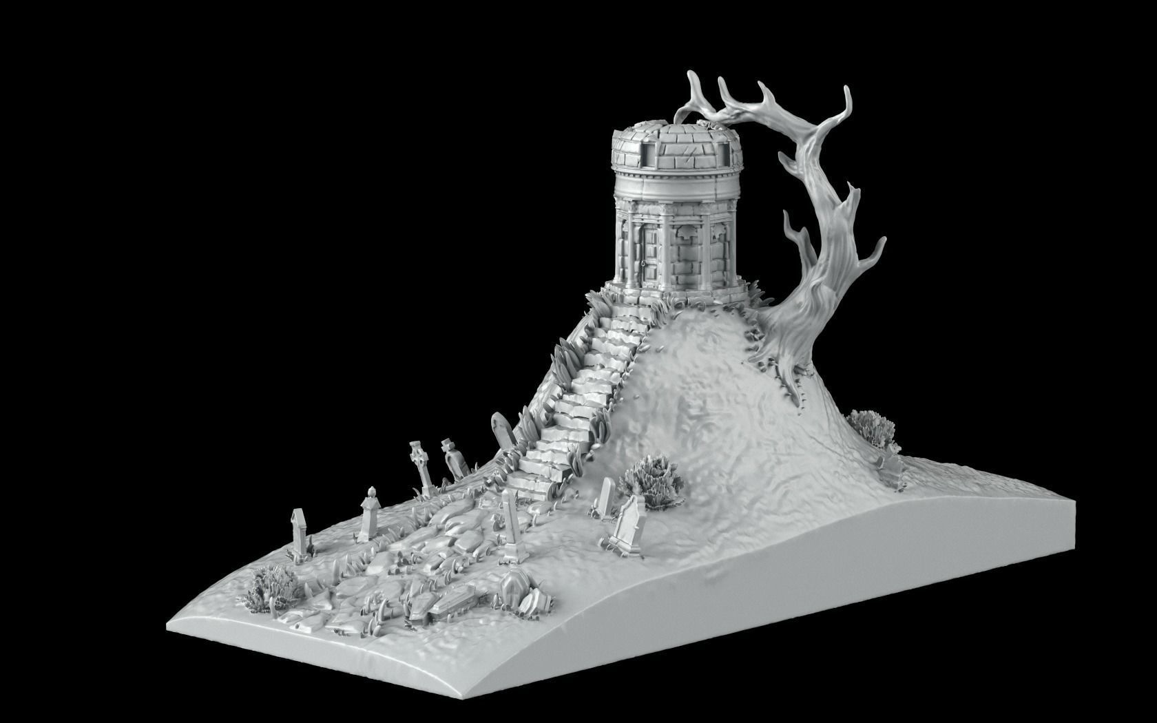 mezarlık kitap ayracı fdm korku ağaç ölümsüz pla ölüm ölü yaşayan mezar taşı senaryo odası manzara önceden desteklenen acheron kütüphane oyunlar oyuncaklar 3D print model - Mito3D