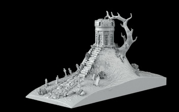 cemitério suporte livro fdm horror árvore morto vivo pla morte lápide cenário cripta cênico pré suportado acheron biblioteca jogos brinquedos 3d print model - Mito3D