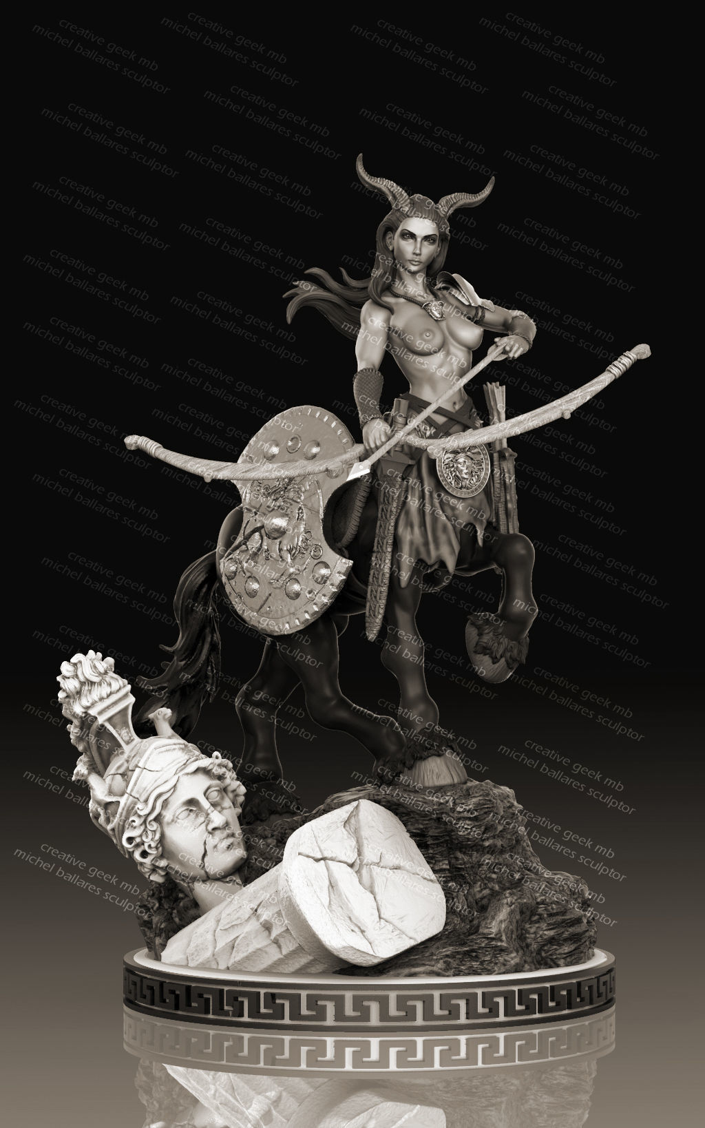centauro arciere miniatura by creativo geek mb 3d stampa modello femmina cavallo fantasia immaginario creatura freccia arco greco corpo guerriero donna cacciatore arte sculture 3D print model - Mito3D