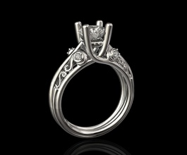 centeral stone ring 3d printable jewelry rings gold silver sterling platinum classic women femal gem gemstones diamond jewel pink 3d print model - Mito3D