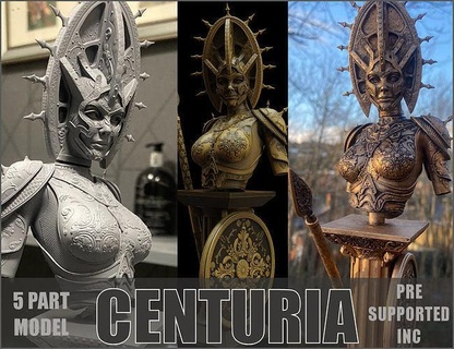 centuria 3dprint sculpture woman decorative detailed bust armour design interior sculptures figurines original toys ornamnets calum5dotcom 3dprints art 3d print model - Mito3D