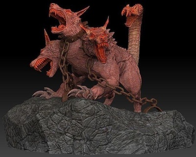cerberus cão caça hades inferno monstro arte esculturas 3d print model - Mito3D