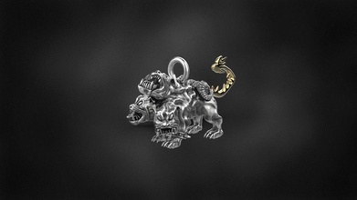 cerberus pendant 3d printing print model gold silver jewelry art dog gothic punk pendants 3d print model - Mito3D