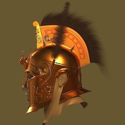 zeremoniell korinthisch römisch stil allgemeines helm maske griechisch attentäter glaubensbekenntnis herkunft odyssee gladiator cosplay galvanisieren aufwendig schick groppe moloch kulter bewachen 3d drucken kupfer mode 3d print model - Mito3D