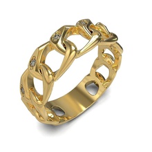 chain-ring gold jewelry luxury gem chain ring brilliant silver rings 3d print model - Mito3D