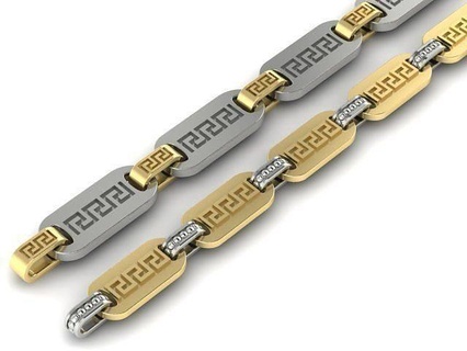 catena braccialetto greco modello opzioni gioielleria bellissimo stampabile argento reale Stampa cad uomini maschio esclusivo stl obj moda oro poligonale braccialetti 3d print model - Mito3D