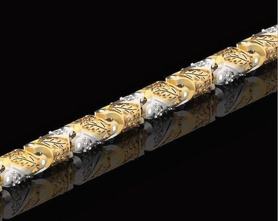 chain bracelet link leaf stones 753 jewelry gold silver man mans grape original classic stylish trendy elegant diamond bracelets 3d print model - Mito3D