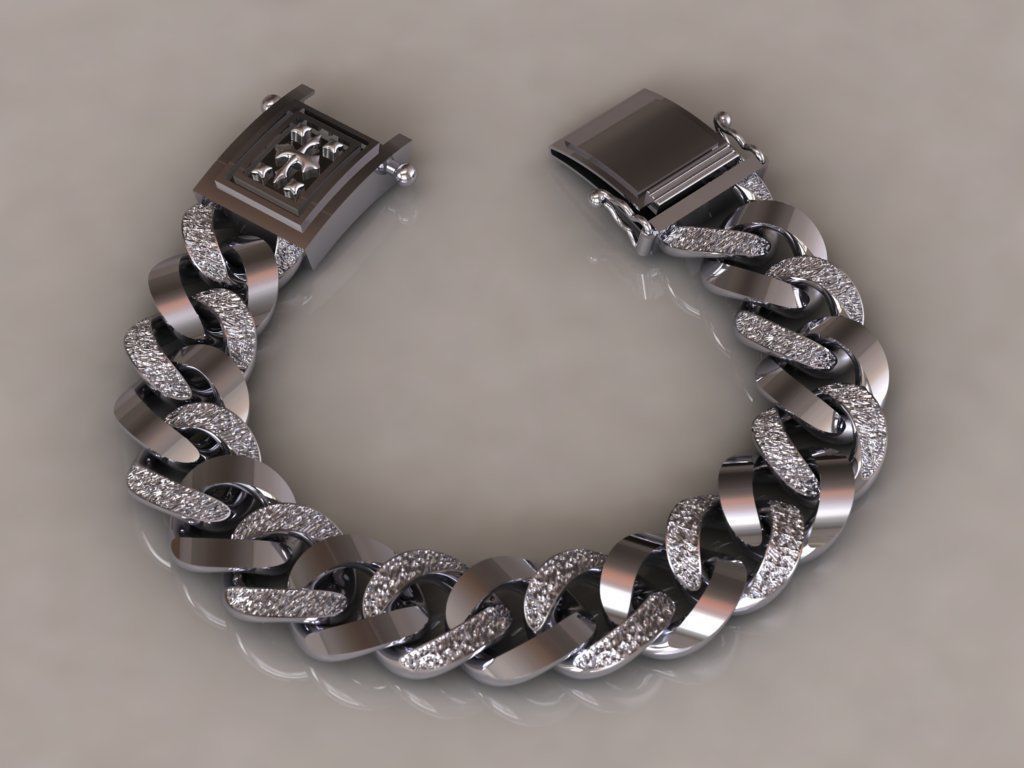chain bracelets 01 jewelry bracelet necklace silver printable gold platinum fashion man style symbol brilliant connection gem 3D print model - Mito3D