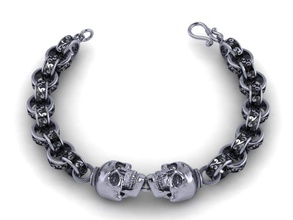 zincir bilezik 05 takı kolye link tarafındaki bağlantı Gümüş sterling kafatası Anahtarlık menbracelets bileşik mücevher titanyum platin altın moda stil 3d print model - Mito3D