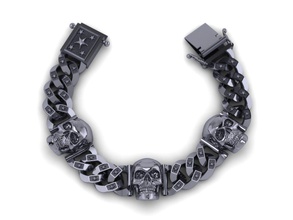 catena braccialetti 08 gioielleria oro sterlina cranio moda uomo stile braccialetto argento stampabile 3dprint gioiello maschile accessori 3d print model - Mito3D