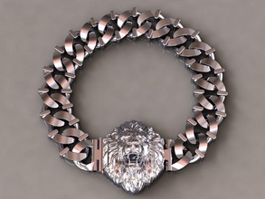 chain bracelets 17 jewelry silver lion lock link cad 3dprint luxury biker man jewel 3d print model - Mito3D
