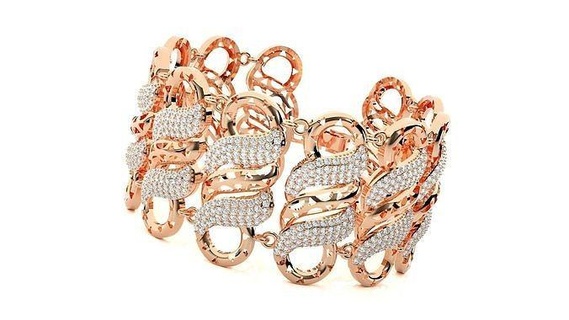 chaîne clips haute bijoux diamant bracelet 3dm stl rend lourd unisexe imprimable bijou mariage luxe bracelets cubain italien 3d print model - Mito3D