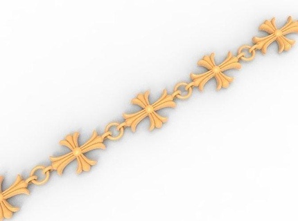 chain crosses gold chrome jewelry hearts 3d model silver art gift simbol bracelets 3d print model - Mito3D