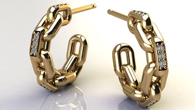 catena orecchino diamanti taglia 15 mm oro orecchini diamante brillante gemma gioiello gioielleria platino argento stampabile moda bellezza abbigliamento elegante moderno lusso design 3d print model - Mito3D