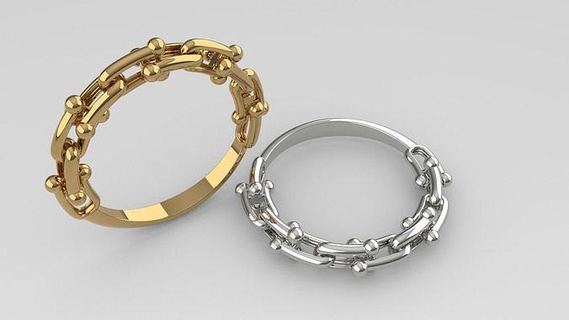 chaîne mode bague or bijoux bijou imprimable argent brillant mariage anneaux 3d print model - Mito3D