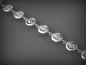 catena collegamento 197 gioielleria oro argento stampabile Catene lusso collana collane braccialetti Sorridi divertimento divertente moda freddo messaggero emoji emoticon braccialetto 3d print model - Mito3D
