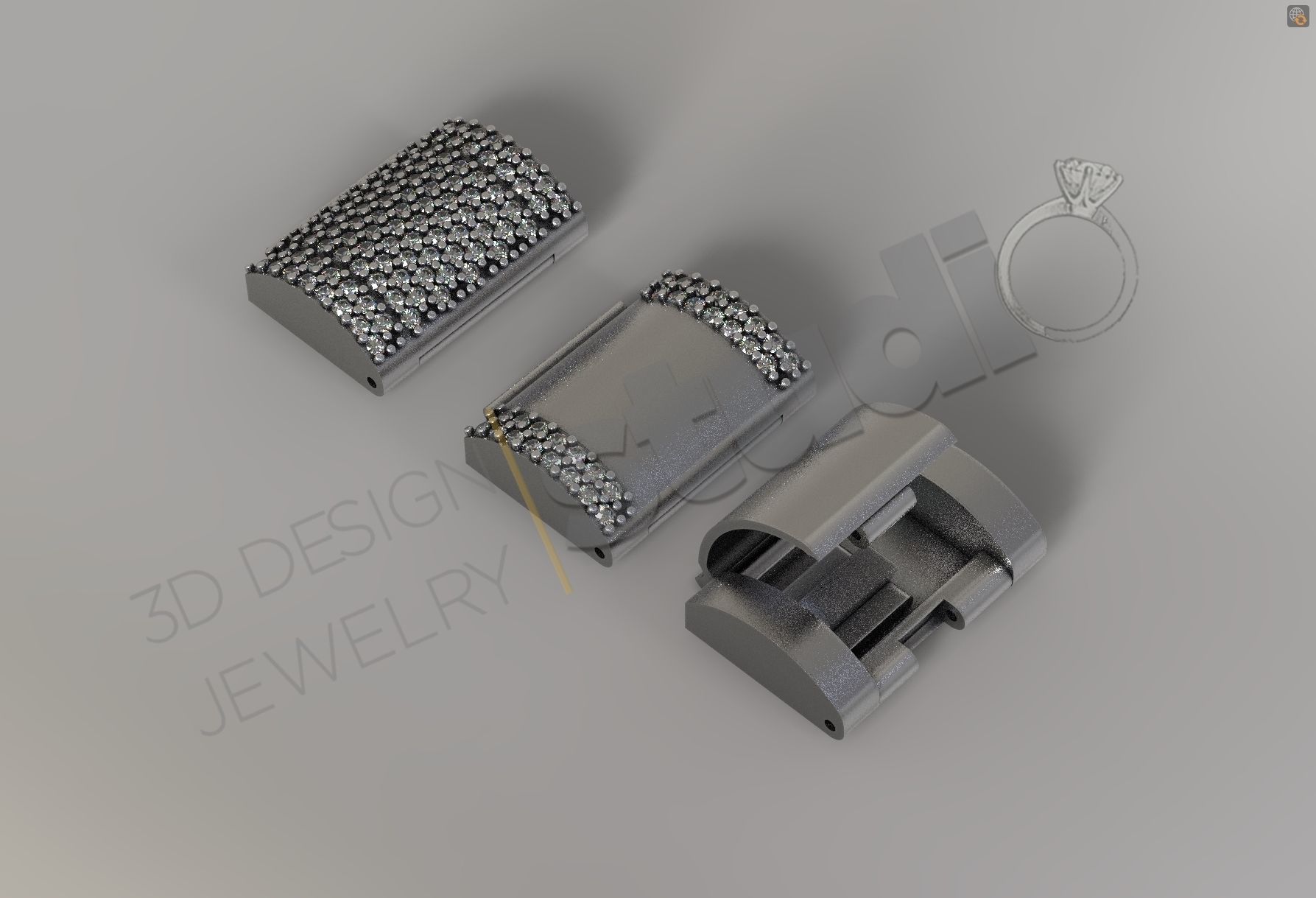 chain lock clasp cuban link size 2 3d model jewel jewellery design jewelry printable print buckle gem silver 3D print model - Mito3D