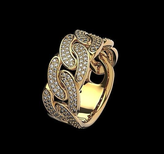 chain ring gold jewel jewellry jewelry rings 3D print model - Mito3D