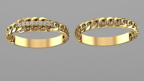 chain ring gold silver jewel fashion printable jewelry design rings 3d print model - Mito3D