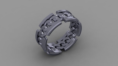 chain ring jewelry rings men gold 3dgold jewel diamond precious fashion printable stl 3d print model - Mito3D