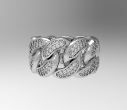 anel de cadeia jóias jóia 3dprint printable cubanchain arames o link prata ouro anéis gemas estilo elegante luxo 3d print model - Mito3D