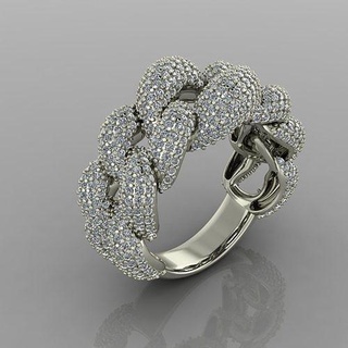 chain ring whit stones 15 diamond jewel jewellery jewelry rings gold silver engagement wedding fashion white brilliant engagem brillant diamant soliraire 3d print model - Mito3D