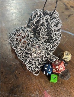 chainmail dice bag chainmaille dnd dungeons dragons roleplay roleplaying role dices hobby diy larp 3d print model - Mito3D