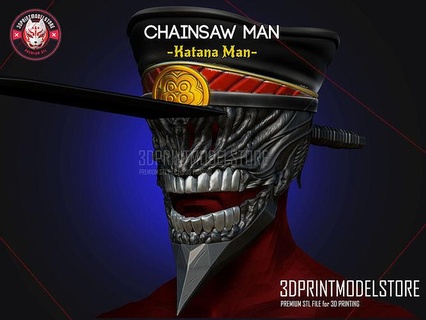 chainsaw man cosplay helmet - katana halloween costume chainsawman saw mask devil denji pochita makima power anime games toys 3d print model - Mito3D