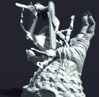 motosierra hombre anime arte fan escultura 3d impresión modelado esculturas Arte 3d print model - Mito3D
