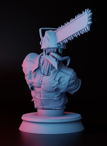 motosierra busto 3d impresión anime 3dprint zbrush 3dsculpt Arte esculturas 3D print model - Mito3D