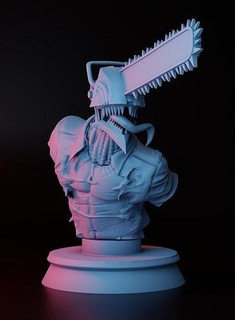 motosierra busto 3d impresión anime busto 3dprint motosierra zbrush 3dsculpt Arte esculturas 3d print model - Mito3D