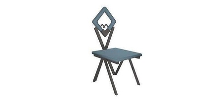chaise siège arrière célibataire bleu peint fou art maison meubles 3d print model - Mito3D