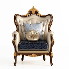 chair classic 29 furniture throne antique upholstery wood armchair leather interior imperial ornate gold design baroque retro luxury vintage victorian decoration house 3d print model - Mito3D
