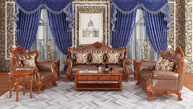 silla clásico 5 mueble trono antiguo tapicería madera Sillón cuero interior habitación sofá asiento cortina lujo hotel familia lámpara salón casa 3d print model - Mito3D