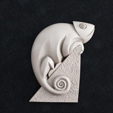 camaleón 1 3d impresión modelo cerámico imprimible animal naturaleza lagartija arte esculturas joyería joya colgante pendiente oro anillo plata iguana 3d print model - Mito3D