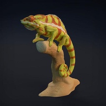camaleón 3d impresión animal reptil lagartija criatura compañero árbol fauna silvestre miniatura coleccionable figura presupuesto soportado realista juguete naturaleza estatua arte esculturas 3d print model - Mito3D