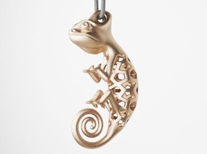 chameleon pendant accessories fashion gift cool geometric keychain jewelry organic voronoi lovely animal pattern cute pendants 3d print model - Mito3D