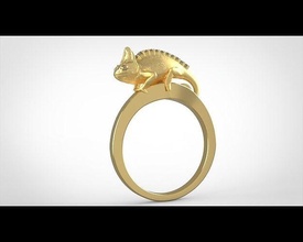 chameleon ring jewelry silver gold diamond jewel jewellery wedding sterling gem printable fashion rings 3d print model - Mito3D