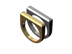 abgeschrägt rechteckig Signet Ring Schmuck druckbar Gold Silber Sterling Männer Menring Mode Luxus klassisch minimalistisch gravierbar Gravur Rechteck Ringe 3d print model - Mito3D