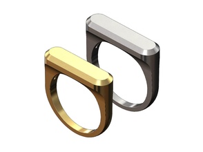 Chamfred düz mühür yüzük takı yazdırılabilir altın gümüş mücevher sterlin yüzüğü Menring moda lüks minimalist Beyan yuva Mensignet oyulabilir Aksesuarlar basit yüzükler 3d print model - Mito3D