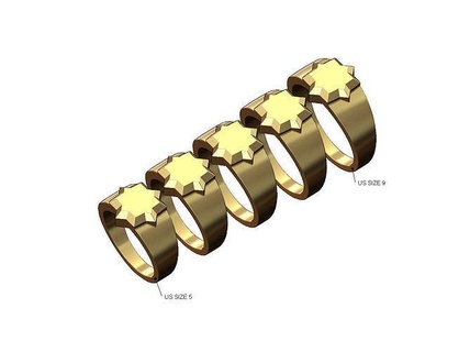 chamfred oriental star signet ring us sizes 5to9 arabic islaminc jewish fashion jewelry printable gold silver jewellery sterling luxury statement stacker engravable 3d model rings 3d print model - Mito3D