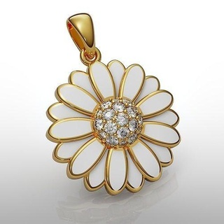 papatya kolye emaye değerli mücevher altın gümüş yazdırılabilir takı parlak moda güzellik angagem 3d print model - Mito3D