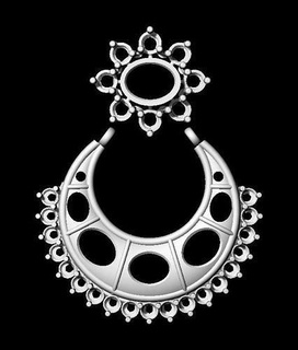 chand bali earings gold chandblali earrings silver 3dmodel god jewelry wedding engagement gem 3d print model - Mito3D