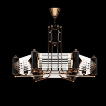 chandelier 6 light points faraon 3d model house lamp luster glass furniture gold black dark interior design lighting 3d print model - Mito3D