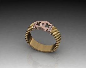 Chanel cc bague Rolex bijoux or anneaux bracelet bijou argent mode beauté tigre 3d print model - Mito3D