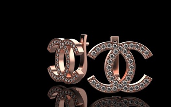 Chanel boucle d'oreille bague ensemble luxe bijoux or Rose boucles d'oreilles sterling imprimable argent mariage engagement diamant médaillon bracelet gemme 3d print model - Mito3D